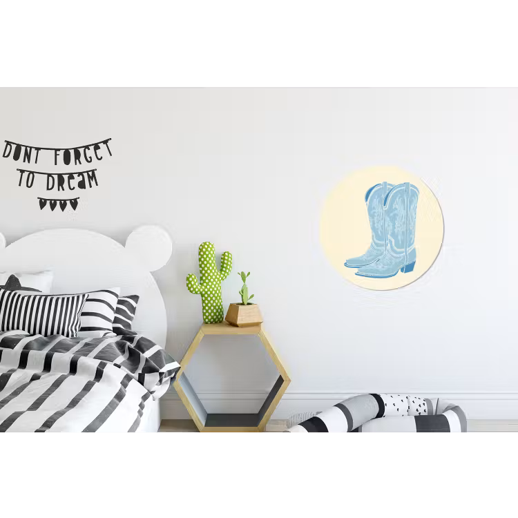 Illustratie - Cowboylaarzen - Patroon Wandcirkel aluminium klein -kinderkamer