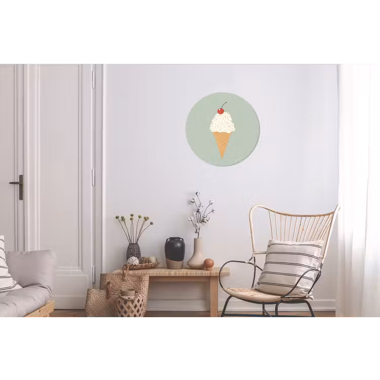 Illustratie - Ijsje - Spikkels - Kers Wandcirkel aluminium klein -woonkamer