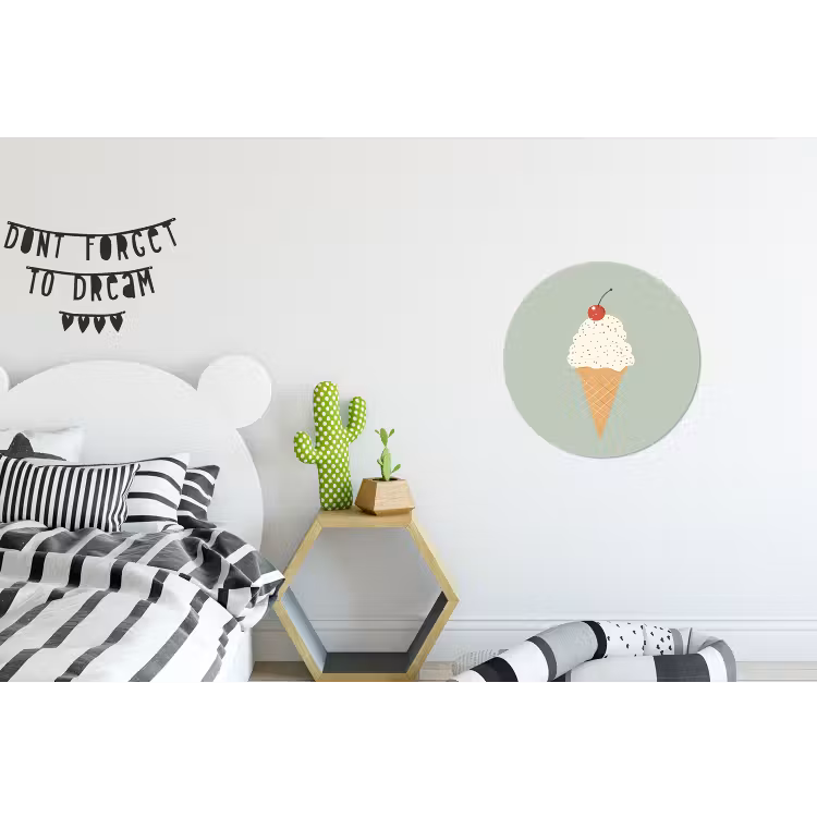 Illustratie - Ijsje - Spikkels - Kers Wandcirkel aluminium klein -kinderkamer