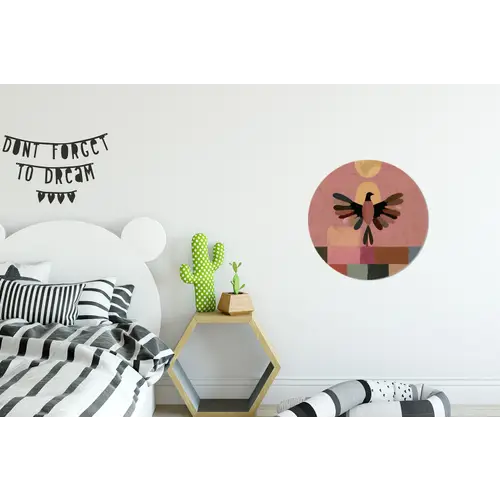 Illustratie - Vogel - Vlakken - Kleurrijk Wandcirkel aluminium klein -kinderkamer