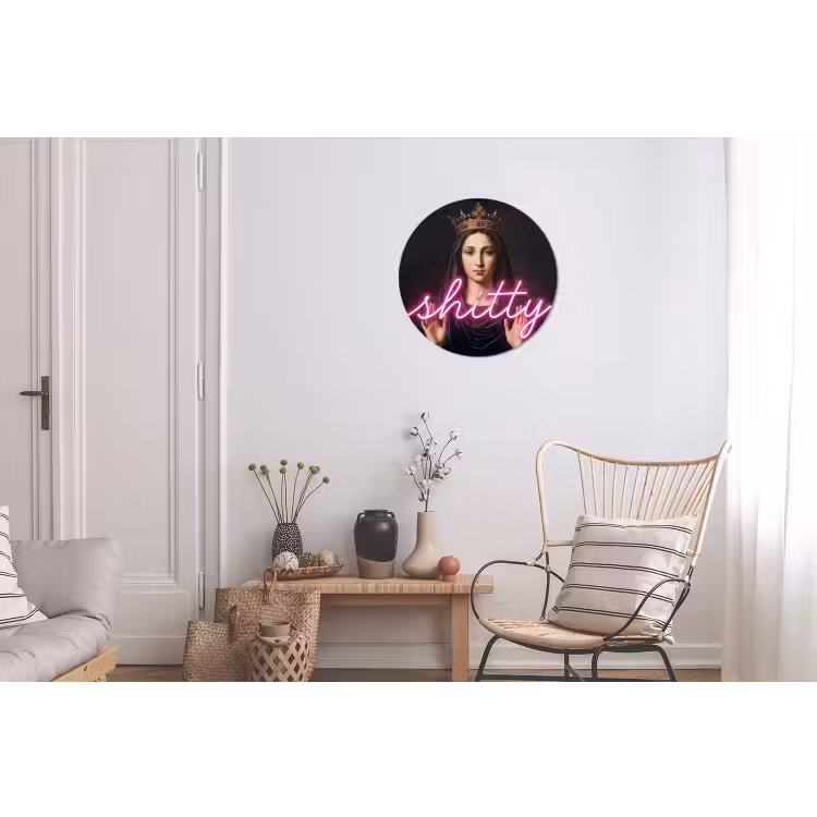 Ironisch - Tekst - Neon Wandcirkel aluminium klein -woonkamer