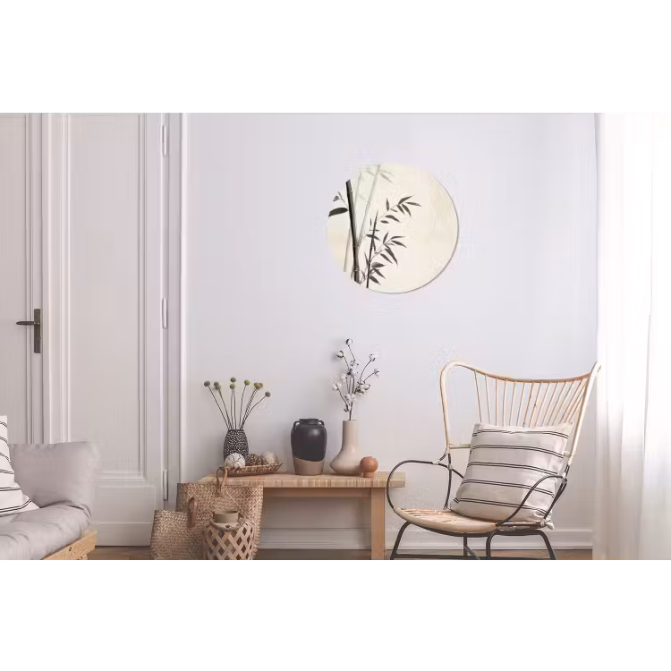 Japandi - Bamboe - Beige Wandcirkel aluminium klein -woonkamer