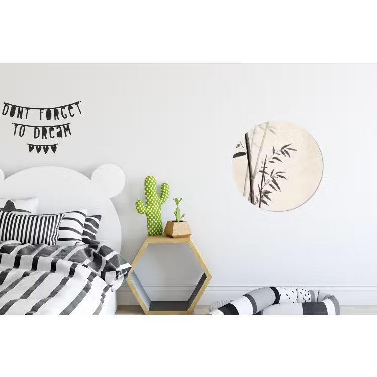 Japandi - Bamboe - Beige Wandcirkel aluminium klein -kinderkamer