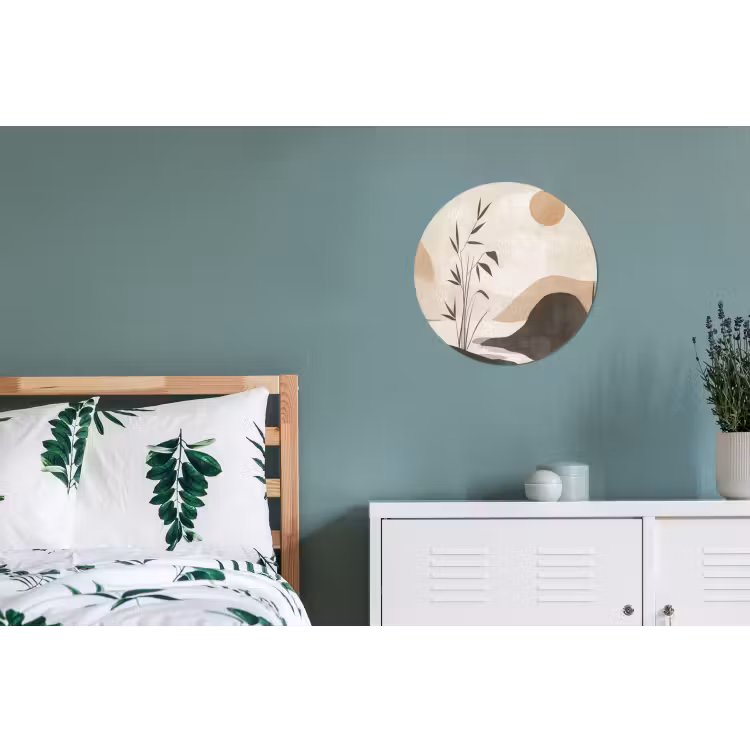 Japandi - Landschap - Beige Wandcirkel aluminium klein -slaapkamer