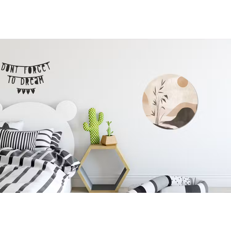 Japandi - Landschap - Beige Wandcirkel aluminium klein -kinderkamer
