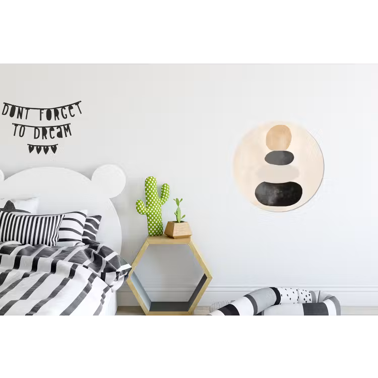 Japandi - Wabi sabi - Beige Wandcirkel aluminium klein -kinderkamer
