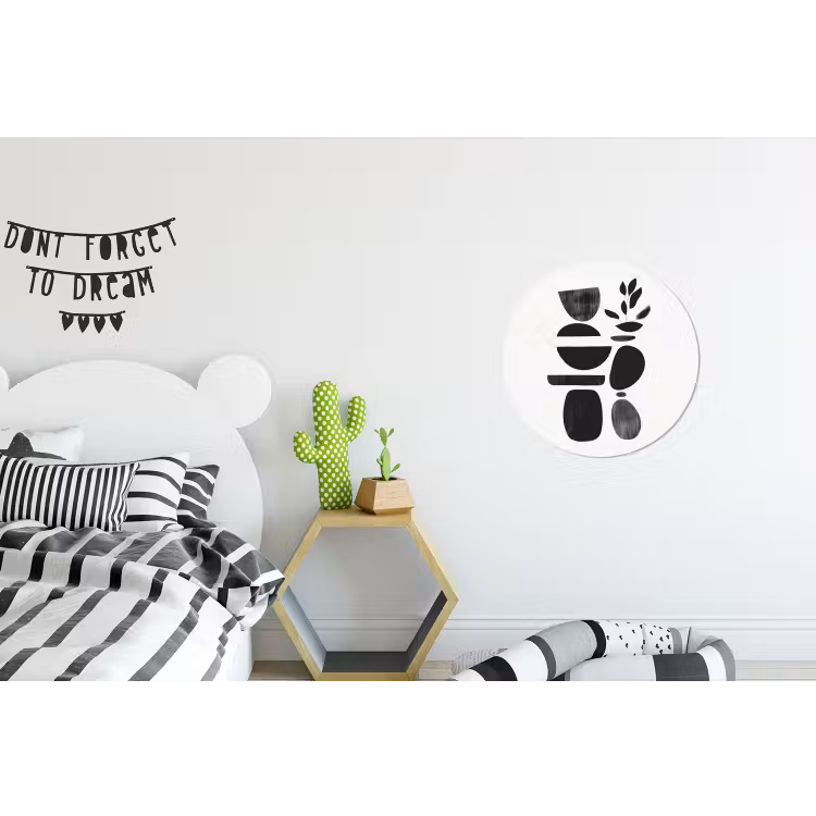 Japandi - Zwart - Abstract Wandcirkel aluminium klein -kinderkamer