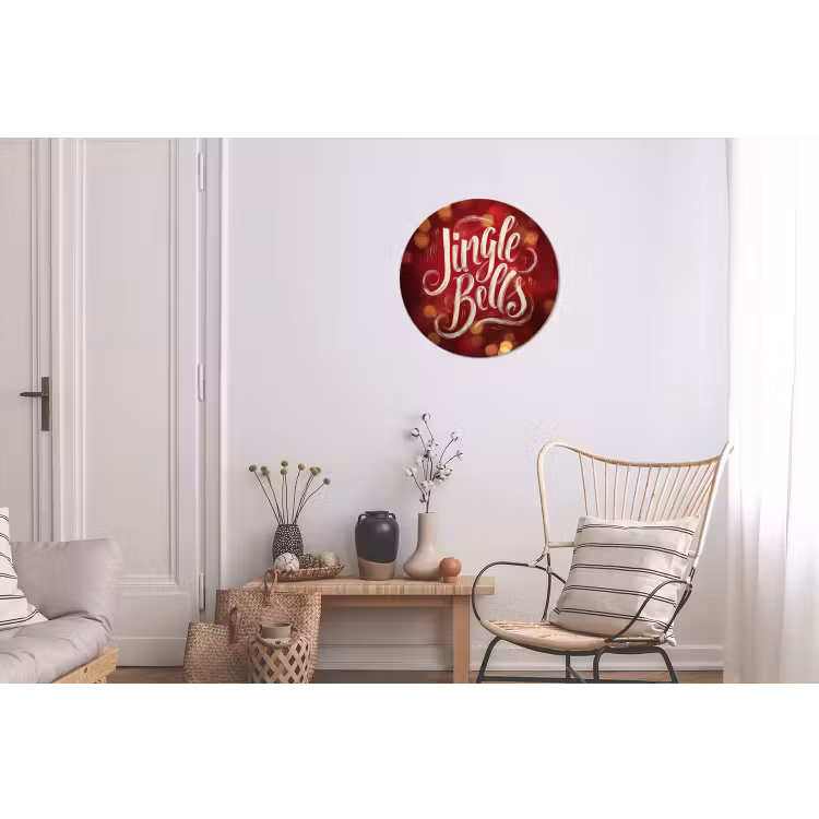 Jingle - Bells - Kerst - Rood Wandcirkel aluminium klein -woonkamer