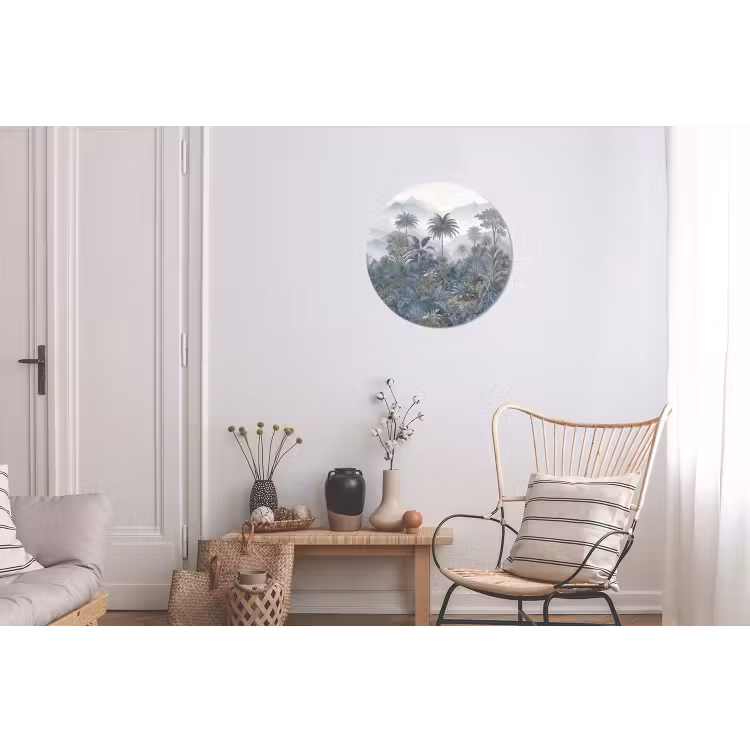 Jungle - Landschap - Blauw Wandcirkel aluminium klein -woonkamer