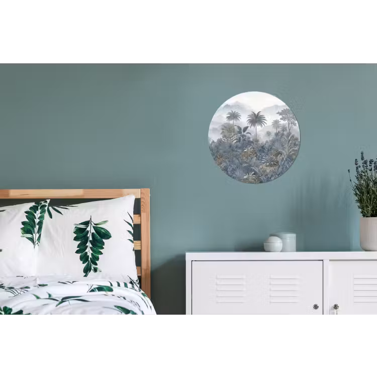 Jungle - Landschap - Blauw Wandcirkel aluminium klein -slaapkamer