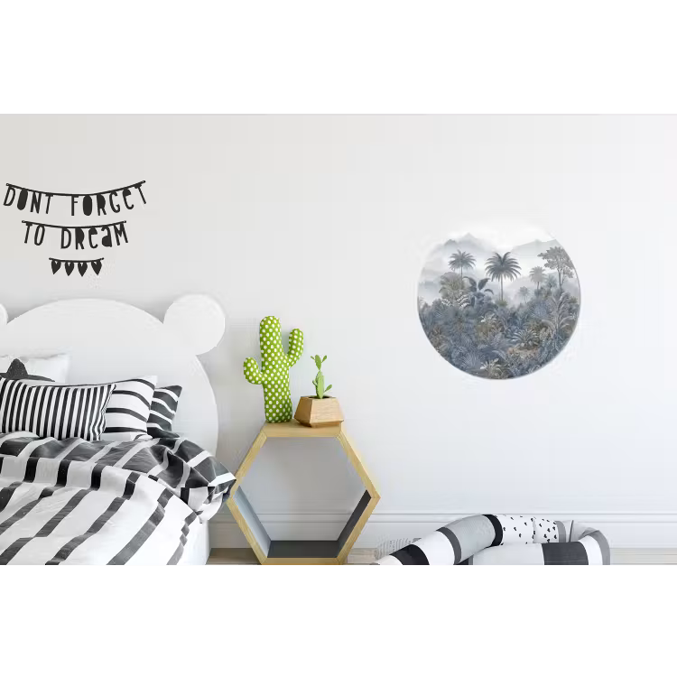 Jungle - Landschap - Blauw Wandcirkel aluminium klein -kinderkamer