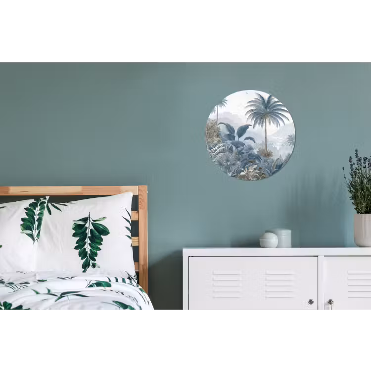 Jungle - Modern - Blauw - Groen Wandcirkel aluminium klein -slaapkamer