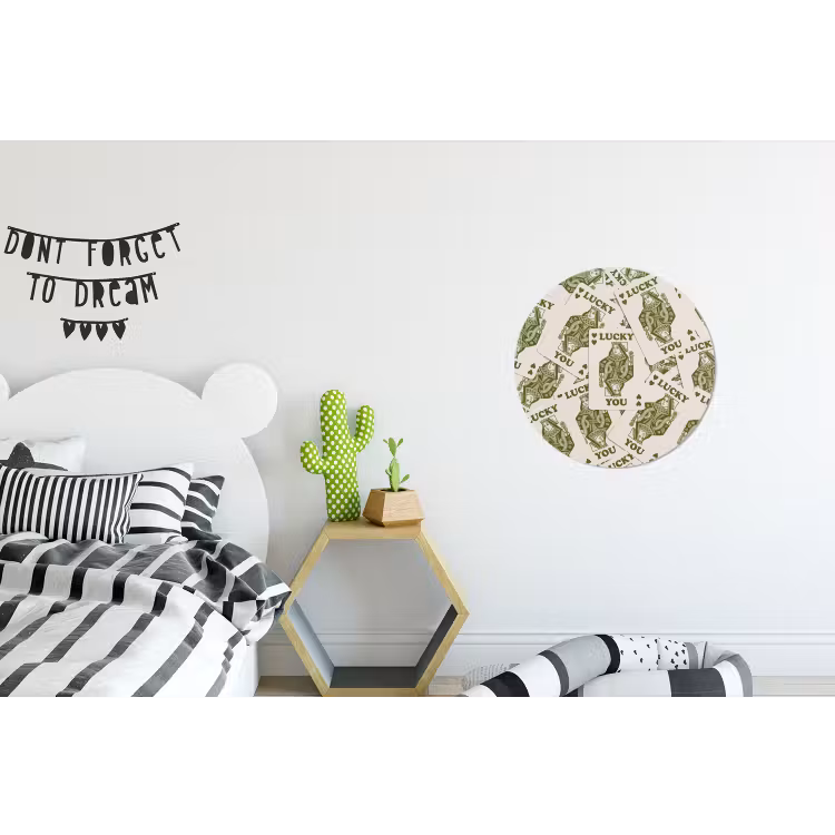 Kaarten - Koningin - Patroon - Groen - Spel Wandcirkel aluminium klein -kinderkamer