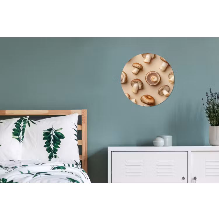 Kastanje Champignons - Beige Wandcirkel aluminium klein -slaapkamer