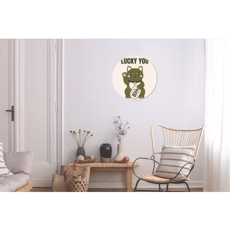 Kat - Geluk - Dieren - Modern - Groen Wandcirkel aluminium klein -woonkamer