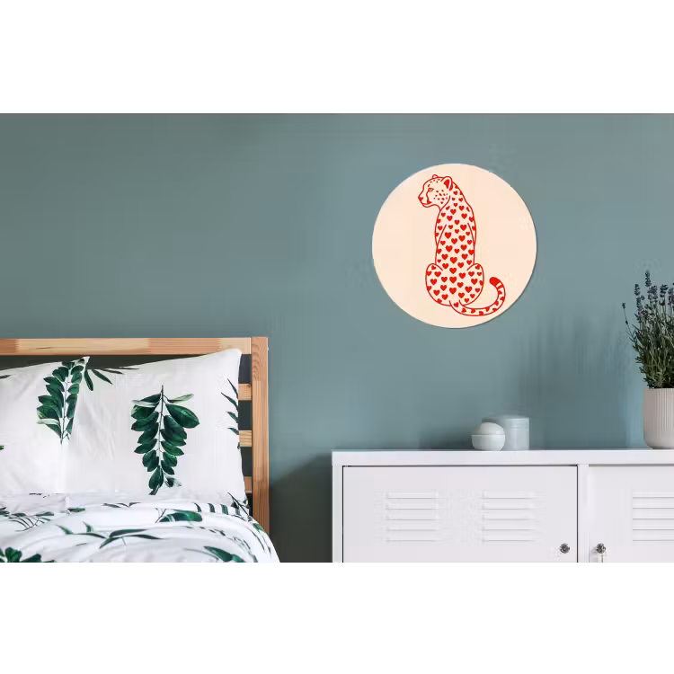 Kat - Harten - Dieren - Modern - Rood Wandcirkel aluminium klein -slaapkamer