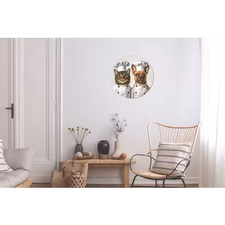 Kat - Hond - Kokskleding Wandcirkel aluminium klein -woonkamer