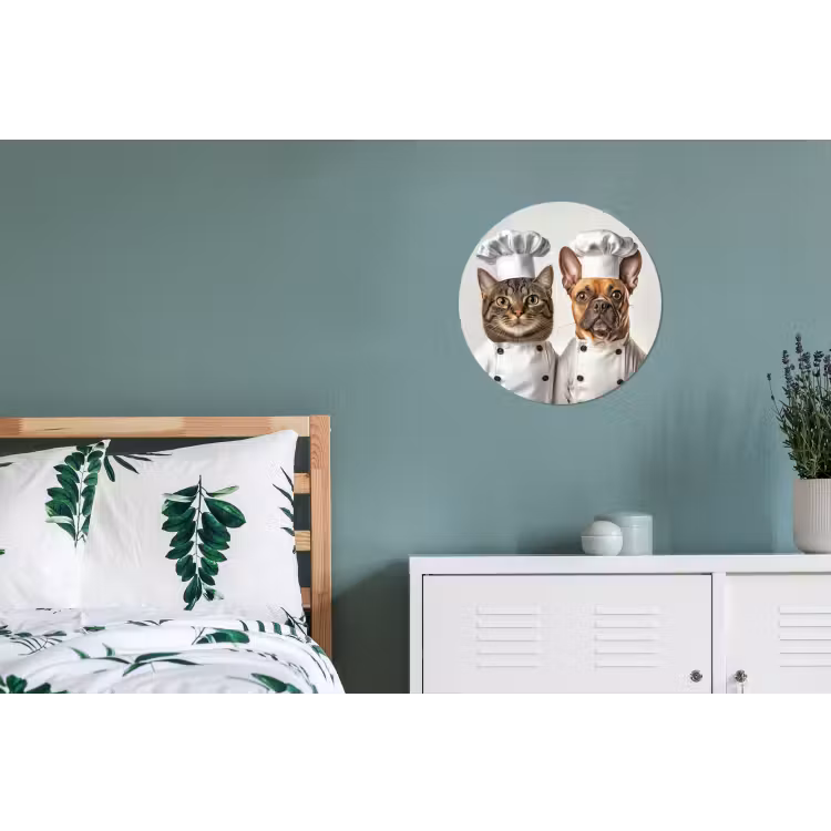 Kat - Hond - Kokskleding Wandcirkel aluminium klein -slaapkamer