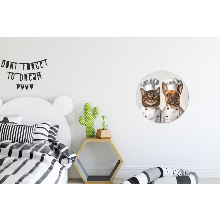 Kat - Hond - Kokskleding Wandcirkel aluminium klein -kinderkamer