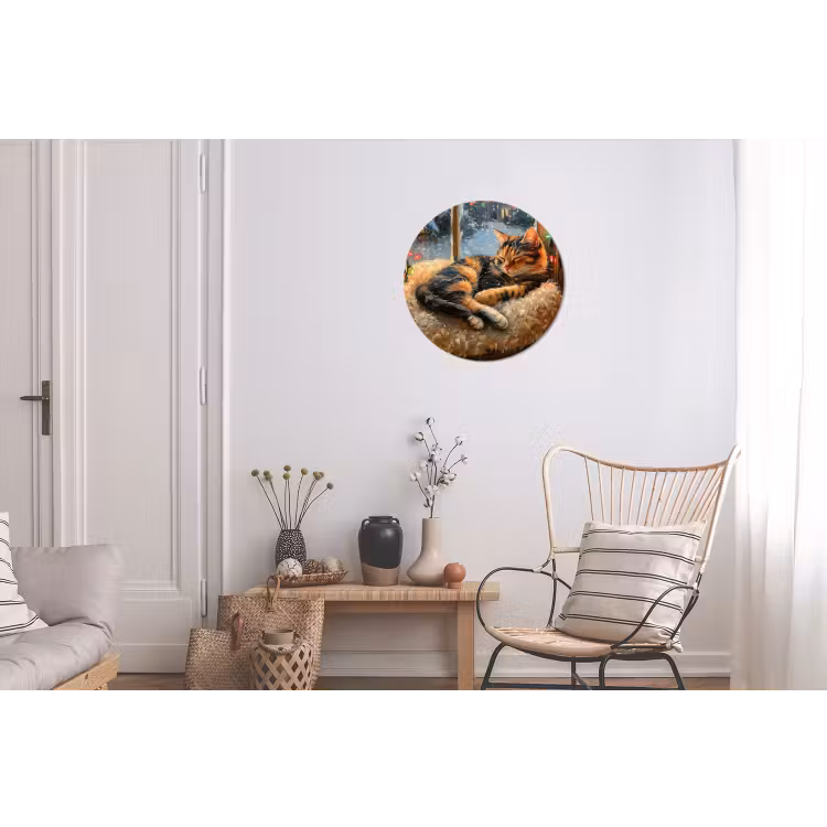 Kat - Kerst - Winter - Dier Wandcirkel aluminium klein -woonkamer