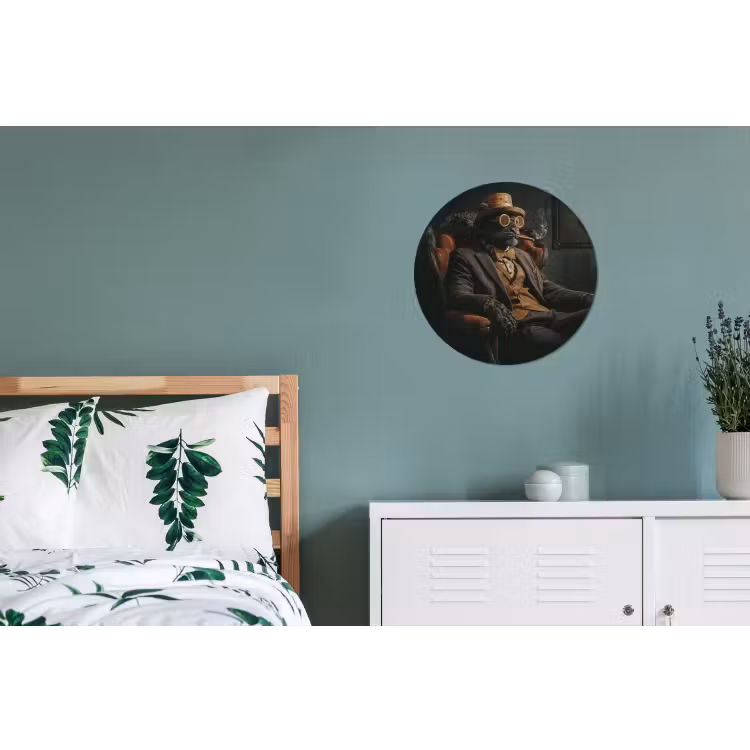 Kat - Pak - Oranje - Sigaar Wandcirkel aluminium klein -slaapkamer