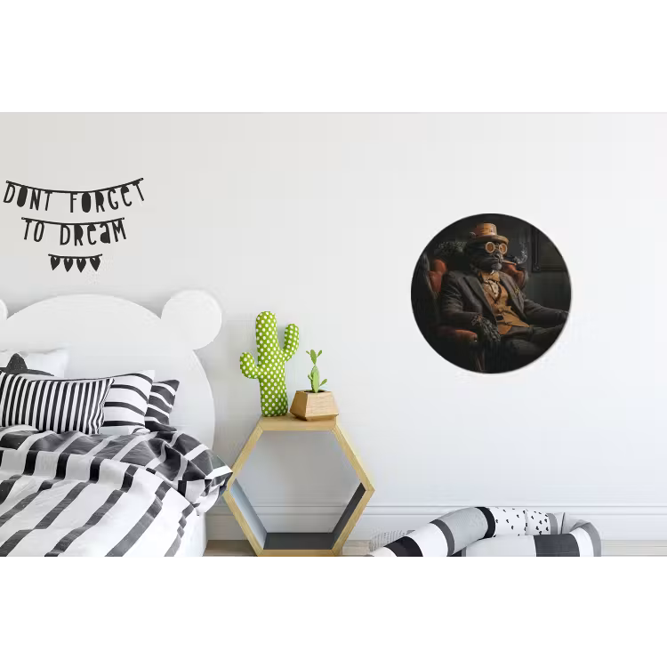 Kat - Pak - Oranje - Sigaar Wandcirkel aluminium klein -kinderkamer