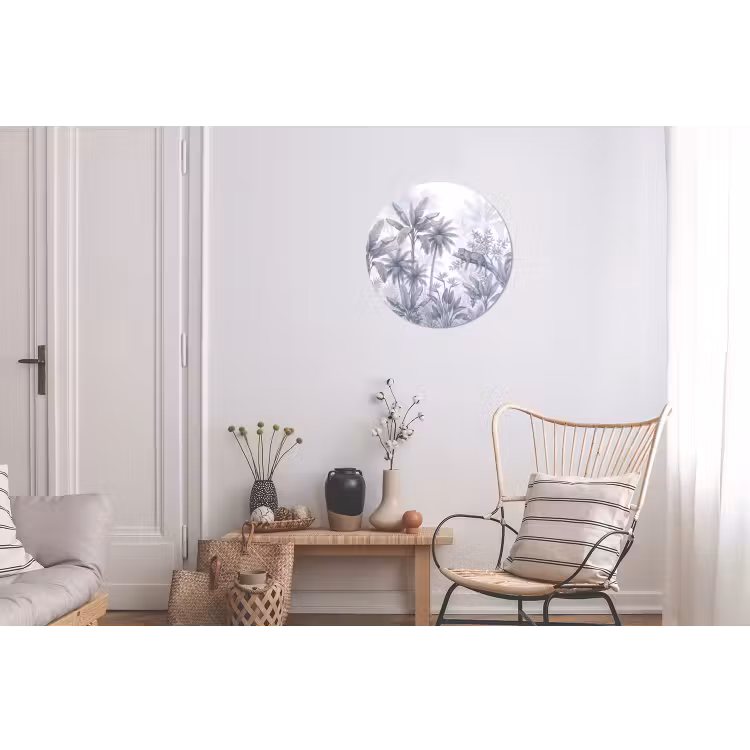 Kat - Tropisch bos - Modern - Grijs Wandcirkel aluminium klein -woonkamer