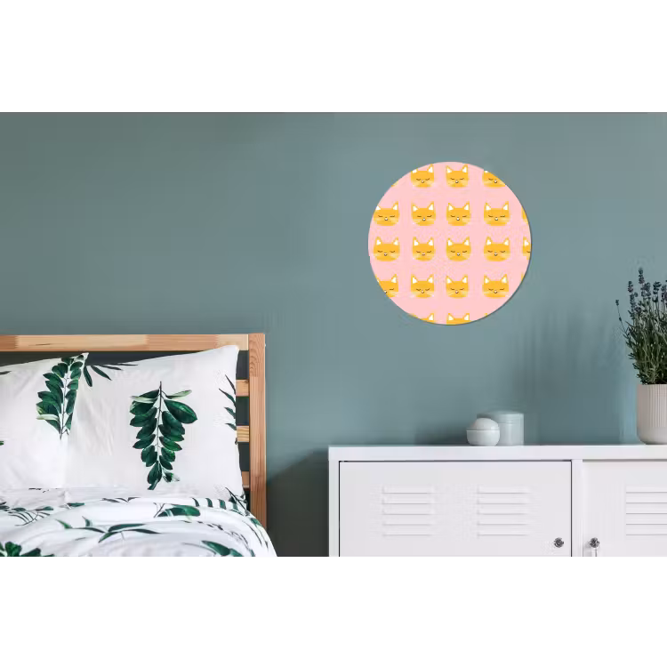 Katten - Patroon - Roze Wandcirkel aluminium klein 190 -slaapkamer