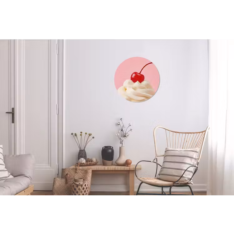Kers - Slagroom - Roze Wandcirkel aluminium klein -woonkamer