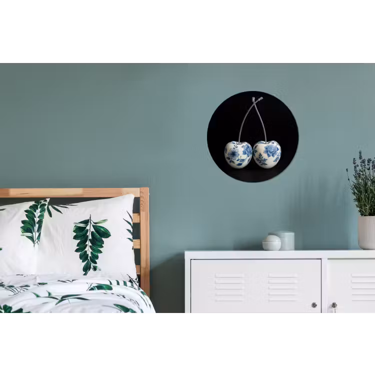 Kersen - Delfts blauw - Fruit Wandcirkel aluminium klein -slaapkamer