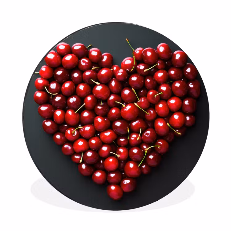 Kersen - Hart - Rood - Zwart Wandcirkel aluminium klein -3d