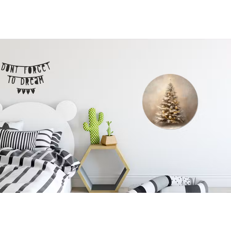 Kerst - kerstboom - Sneeuw - Art Wandcirkel aluminium klein -kinderkamer