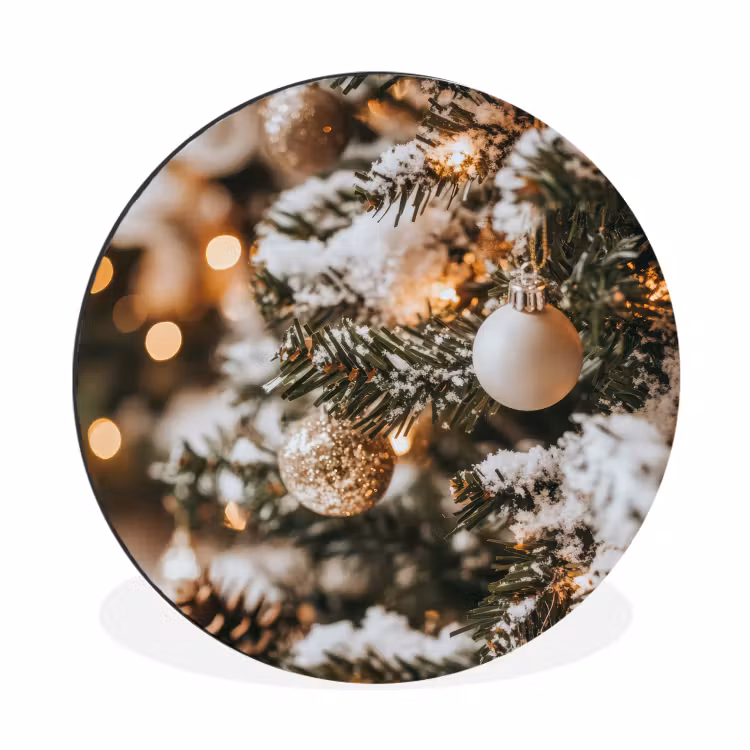 Kerst - Kerstboom - Winter - Binnen - Sneeuw Wandcirkel aluminium klein -3d
