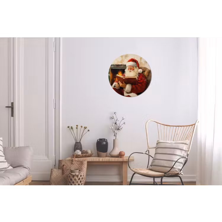 Kerst - Kerstman - Winter - Open Haard Wandcirkel aluminium klein -woonkamer