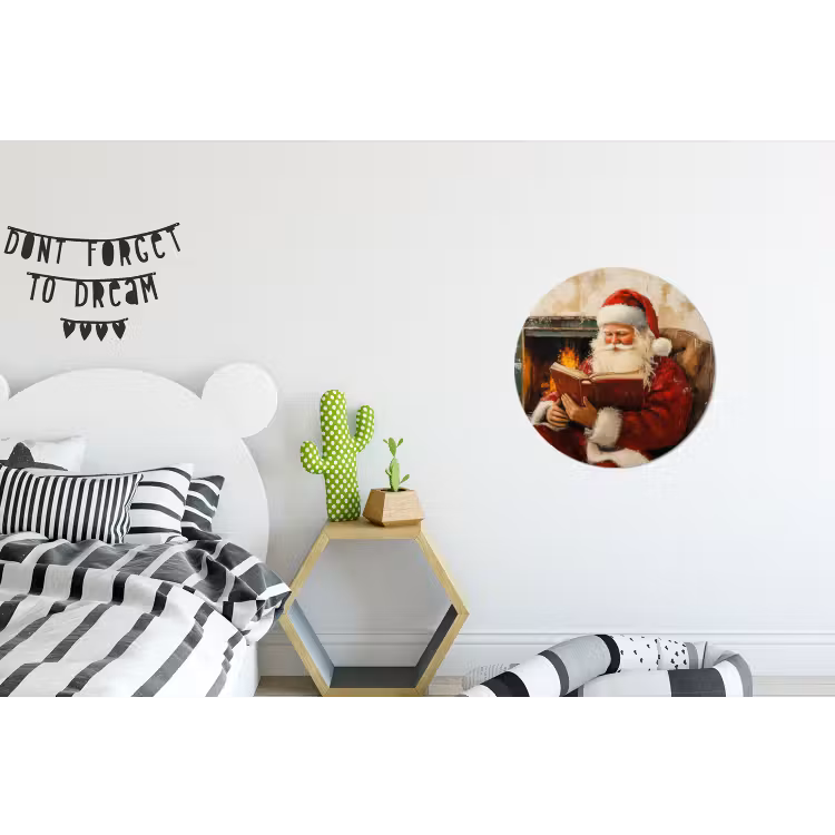 Kerst - Kerstman - Winter - Open Haard Wandcirkel aluminium klein -kinderkamer