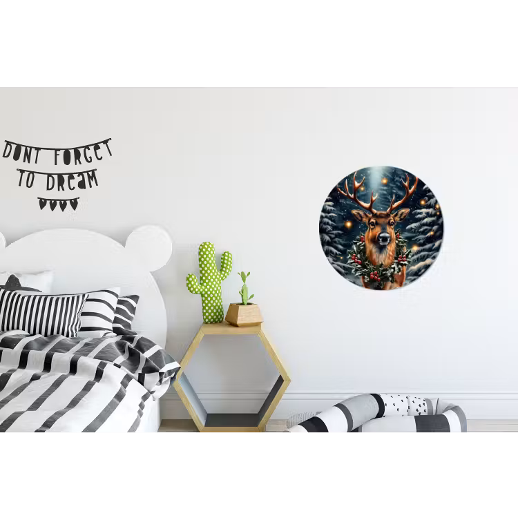 Kerst - Magie - Bos - Kleurrijk Wandcirkel aluminium klein -kinderkamer