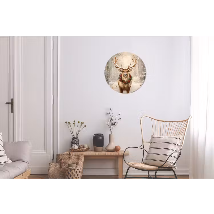 Kerst - Rendier - Winter - Krans Wandcirkel aluminium klein -woonkamer