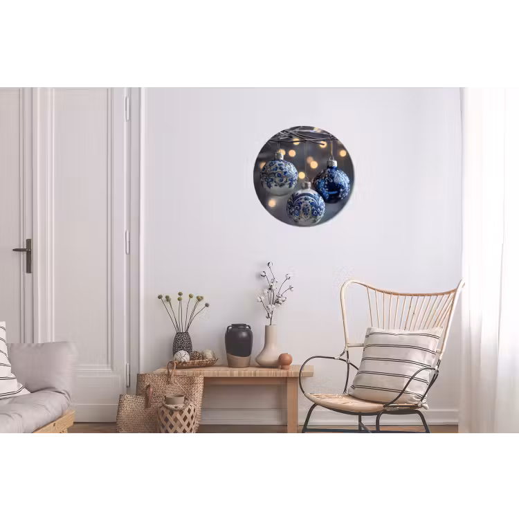 Kerstbal - Versierd - Blauw Wandcirkel aluminium klein -woonkamer