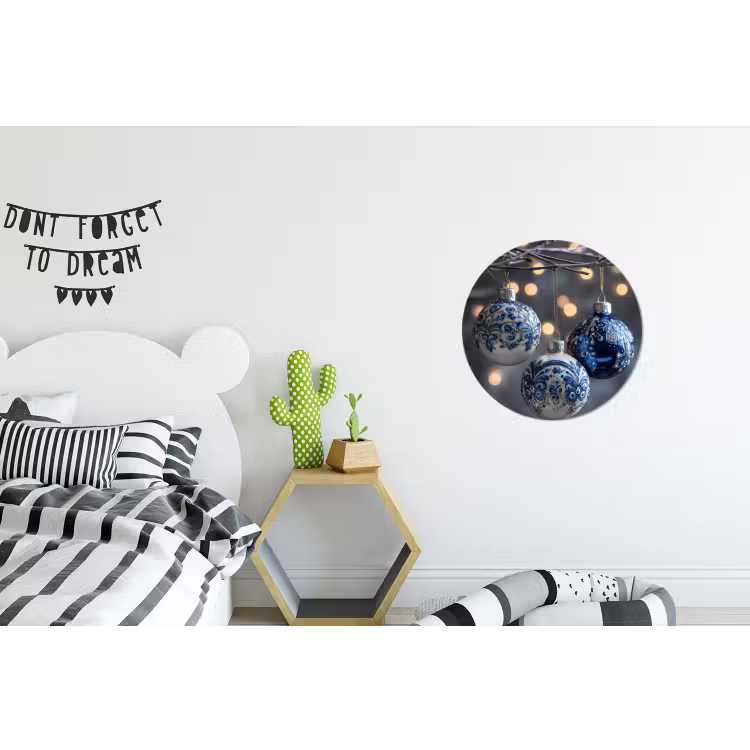 Kerstbal - Versierd - Blauw Wandcirkel aluminium klein -kinderkamer