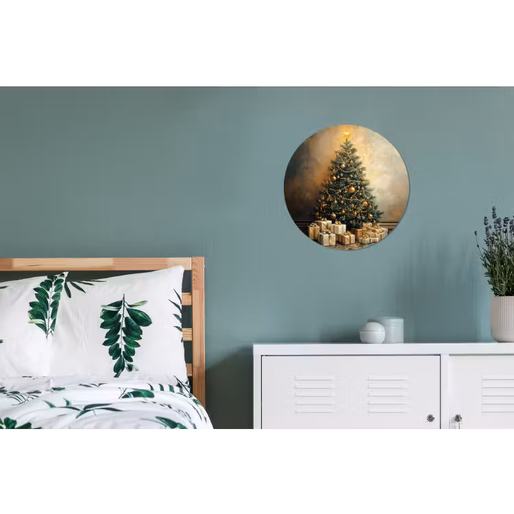 Kerstboom - Cadeaus - Goud Wandcirkel aluminium klein -slaapkamer