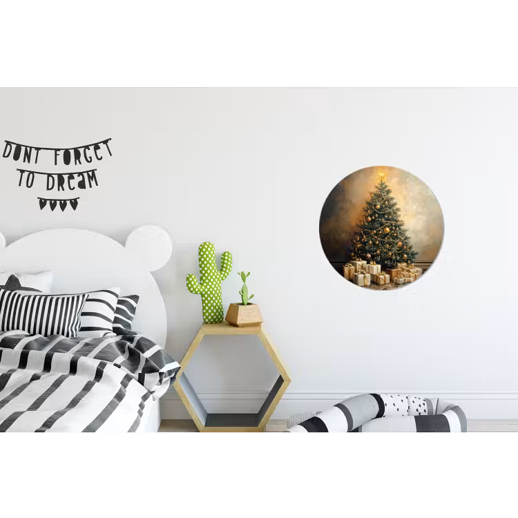 Kerstboom - Cadeaus - Goud Wandcirkel aluminium klein -kinderkamer