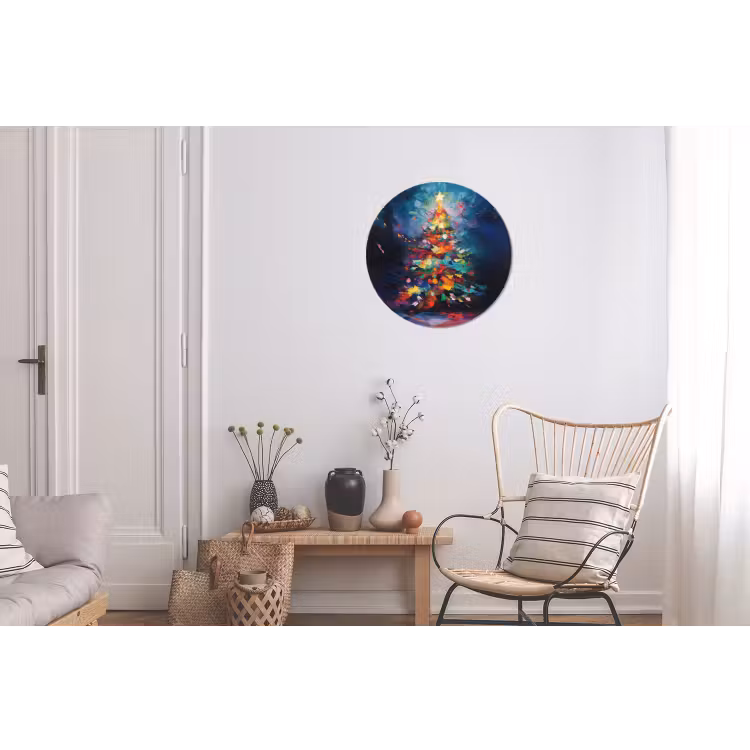 Kerstboom - Kerst - Abstract - Kleurrijk Wandcirkel aluminium klein -woonkamer