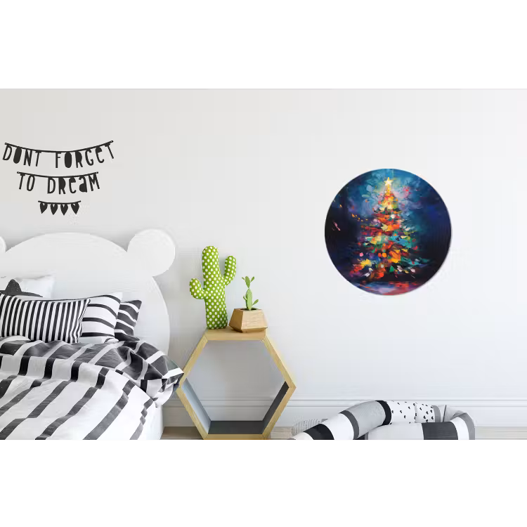 Kerstboom - Kerst - Abstract - Kleurrijk Wandcirkel aluminium klein -kinderkamer