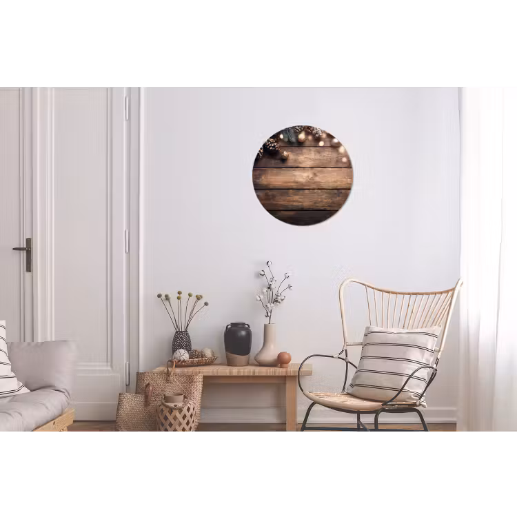 Kerstdecoratie - Houten - Dennenappel - Bruin Wandcirkel aluminium klein -woonkamer