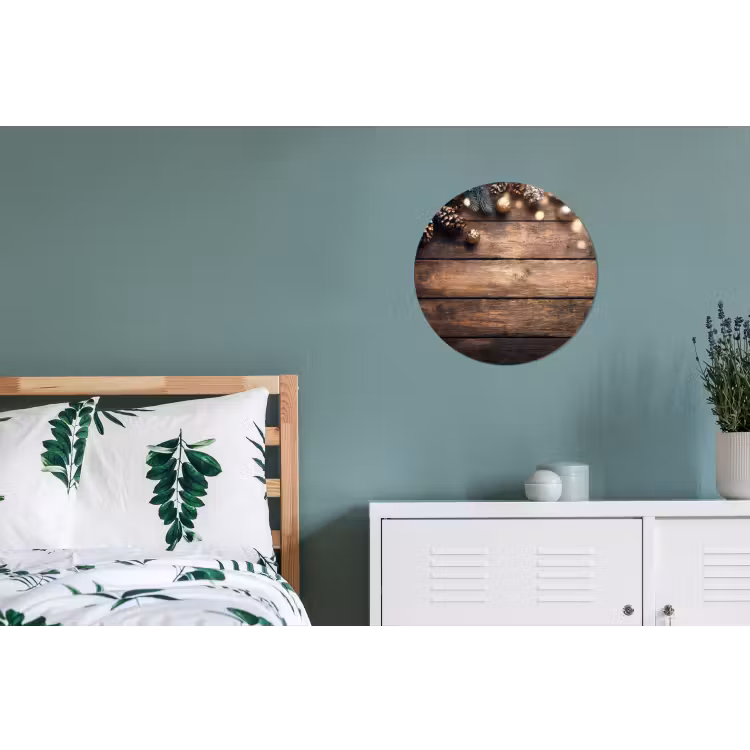 Kerstdecoratie - Houten - Dennenappel - Bruin Wandcirkel aluminium klein -slaapkamer