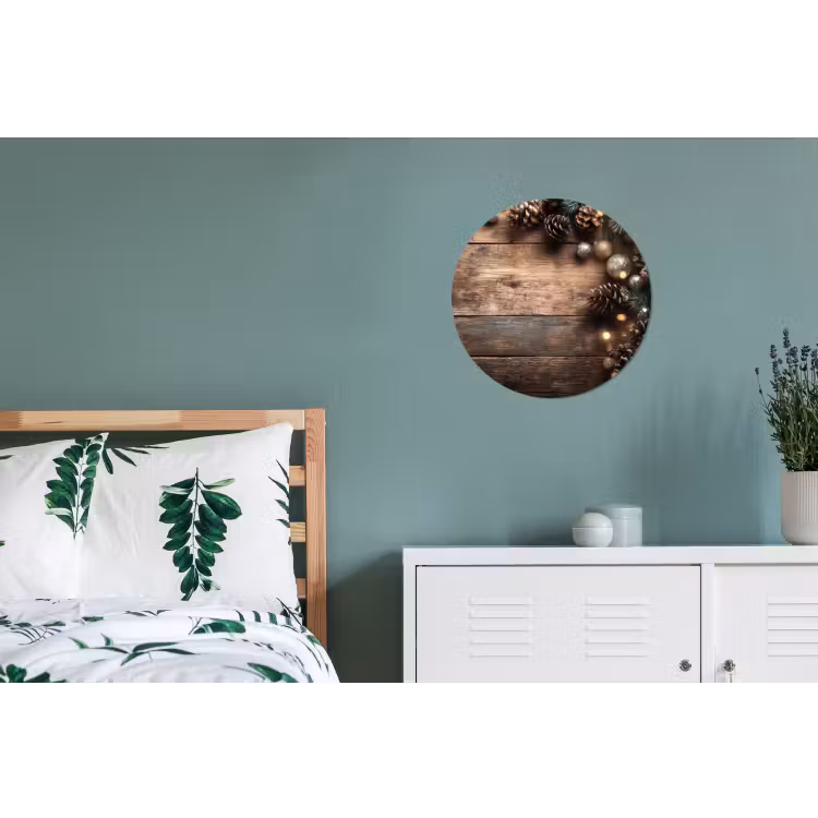 Kersthoekdecoratie - Dennenappels - Lichtjes Wandcirkel aluminium klein -slaapkamer