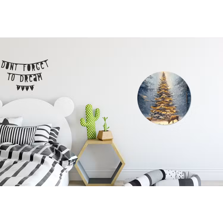 Kerstlicht - Woud - Hert - Donker Wandcirkel aluminium klein -kinderkamer
