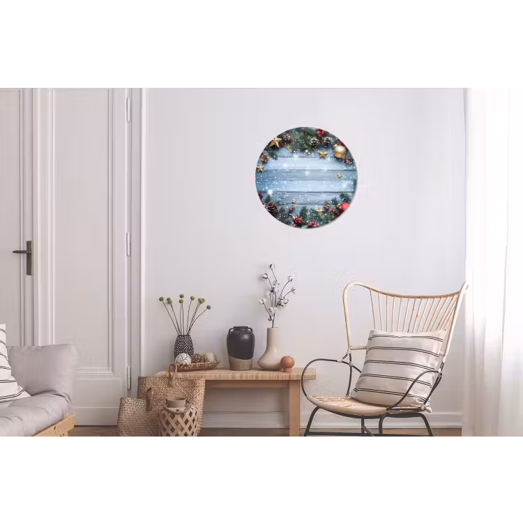 Kerstomlijsting - Sneeuw - Meerkleurig Wandcirkel aluminium klein -woonkamer