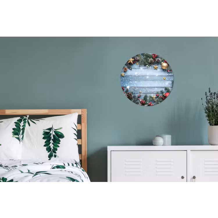 Kerstomlijsting - Sneeuw - Meerkleurig Wandcirkel aluminium klein -slaapkamer