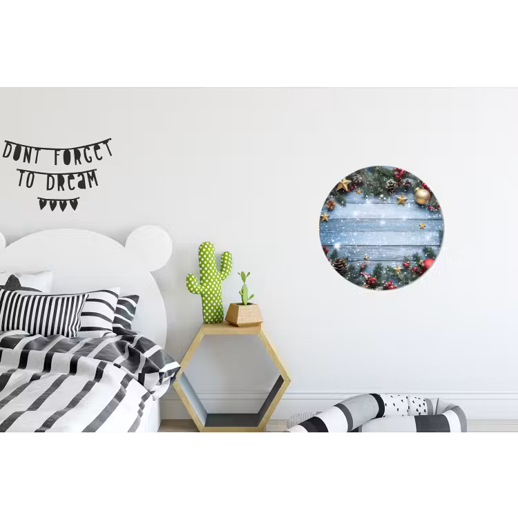 Kerstomlijsting - Sneeuw - Meerkleurig Wandcirkel aluminium klein -kinderkamer